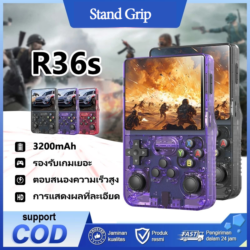 R36s Retro คอนโซลเกมมือถือ Linux ระบบ 3.5 นิ้วหน้าจอ IPS แบบพกพา 128GB เครื่องเล่นวิดีโอเปิดแหล่ง Ga