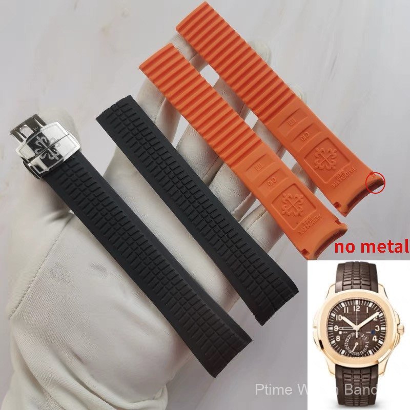 ไม่มีหมุดโลหะ 21 มม.นุ่มสีสันยางซิลิโคน Watchband Fit สําหรับ Patek สาย PP 5167R-001 Aquanaut Philip