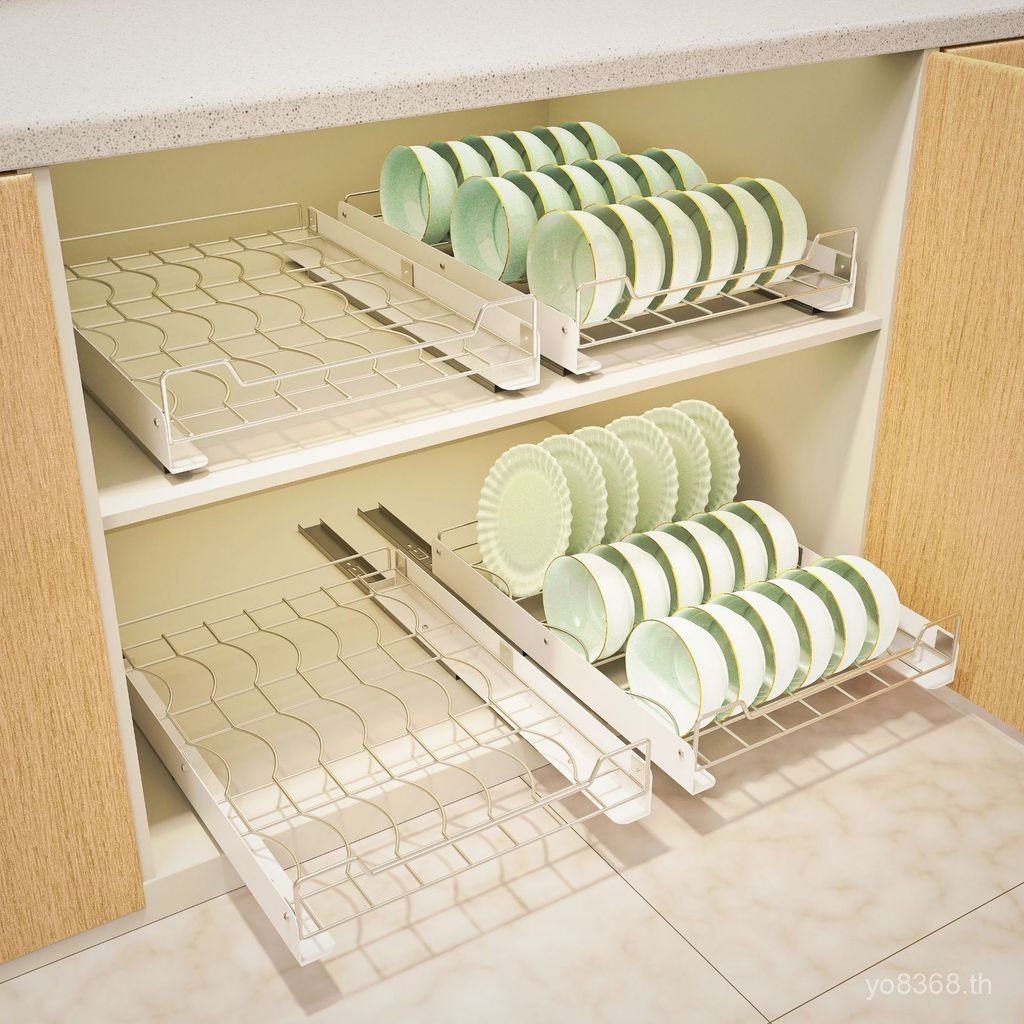 ท่อระบายน้ําห้องครัวจานดึงออกชั้นเก็บดึงตะกร้าเจาะฟรีชั้นวางจานตู้จานชั้นเก็บลิ้นชักประเภท blw