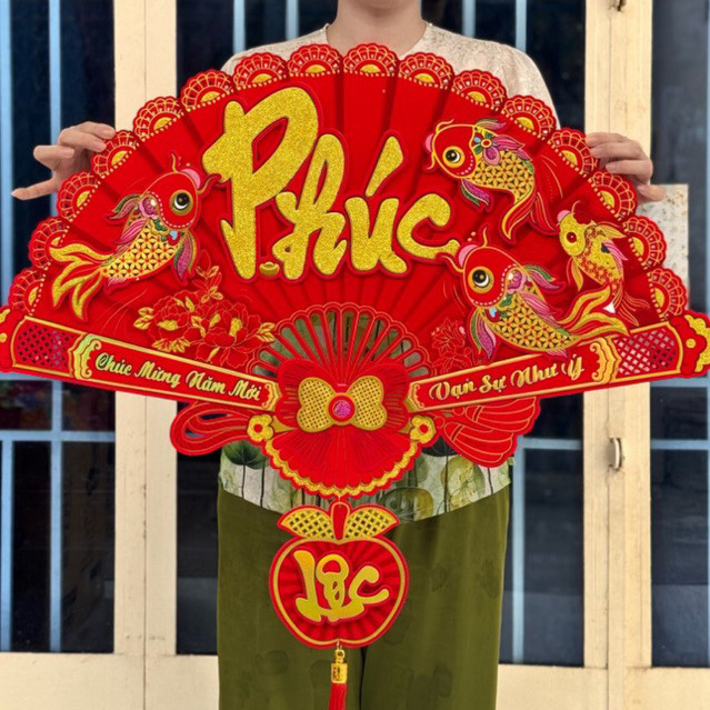 [ โรงงาน ] พัดลมกระดาษพร้อมทอง PHUC LETTERS / GOLDEN PHUOC LETTERS WITH CAPITAL WALL STICKERS / สติ๊