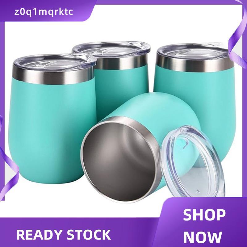 z0q1mqrktc Wine Tumbler ถ้วย 12 ออนซ์สแตนเลส 4 แพ็คชุดแก้วไวน์พร้อมฝาปิด Family Party ใช้สีฟ้า