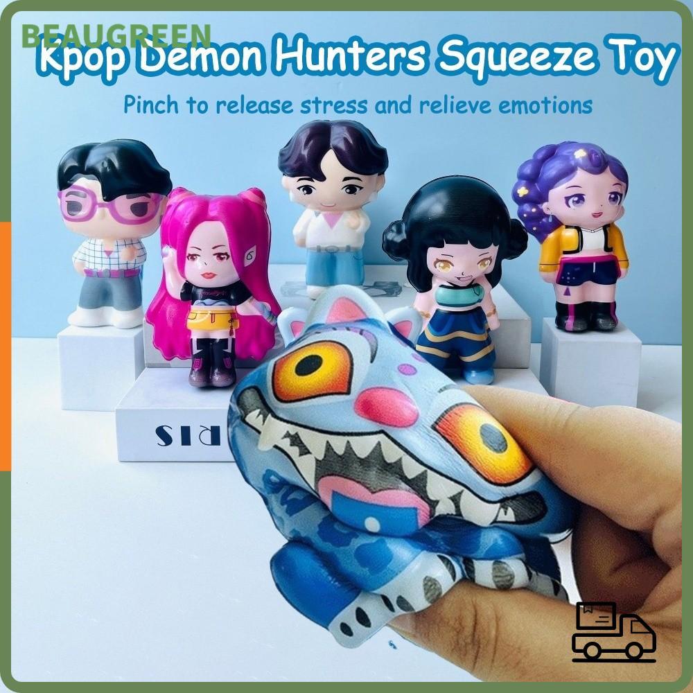 BEAUGREEN Kpop Demon Hunters บีบของเล่น, Rumi Mira Zoey Derpys รูปปั้นอะนิเมะ Anti-Stress Squishy ขอ