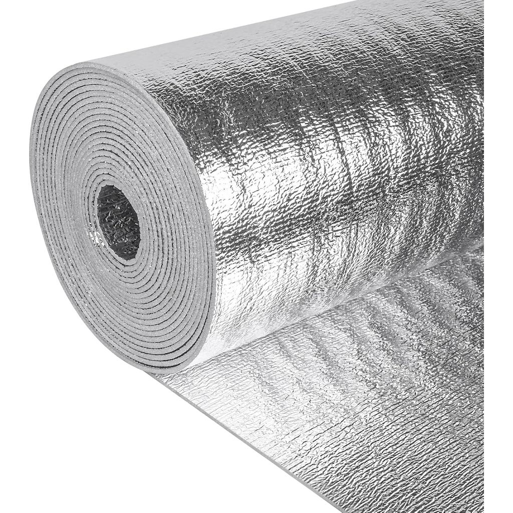 Reflective Insulation Roll 47in x 10Ft (3mm) Foam Core Radiant Barrier Double Reflective Aluminum Fo