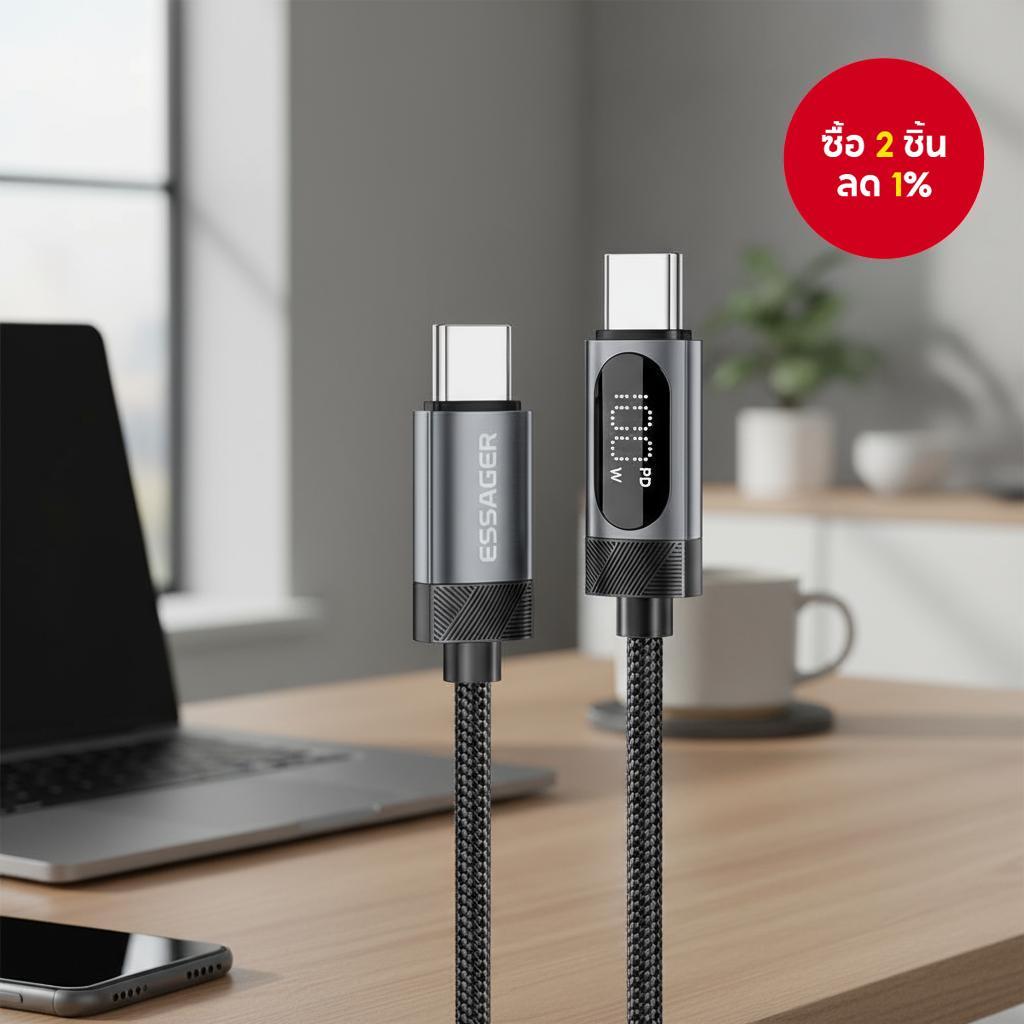 สายชาร์จเร็ว Essager Enhanced USB-A/C to C พร้อมชิป E-Marker สําหรับ IP/Android