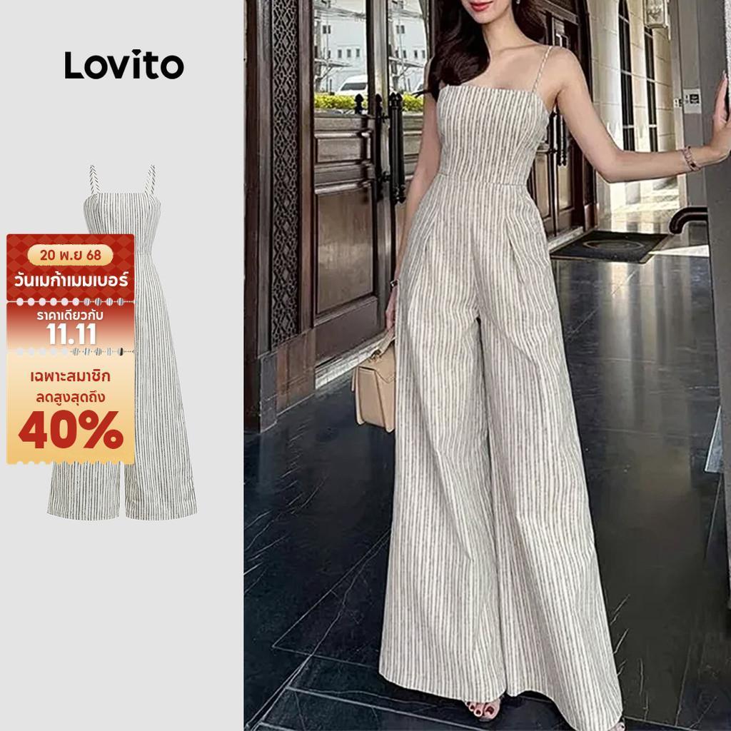 Lovito ชุดจัมป์สูทแบบแคชชวล ลายเรขาคณิต สำหรับฤดูใบไม้ผลิ/ฤดูร้อน สำหรับผู้หญิง L138ED566