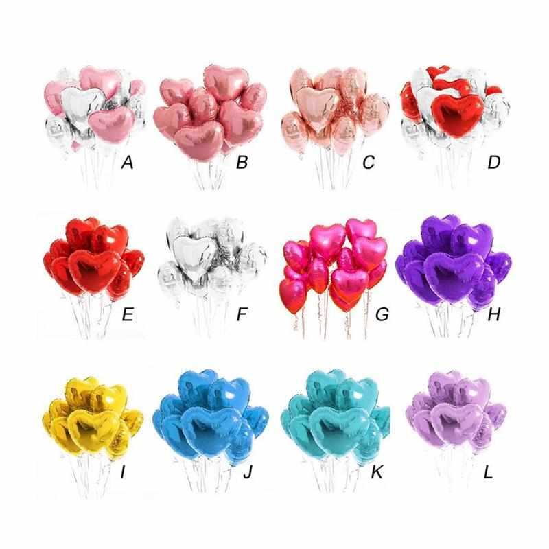 จานสี 10pcs Foil Heart Inflatable Balloon Helium Balloons