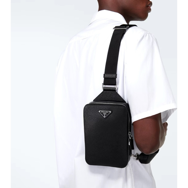 เกรดแท้ | PRD MARSHALL Brique Saffiano Leather Shoulder Bag 2VZ106-&-