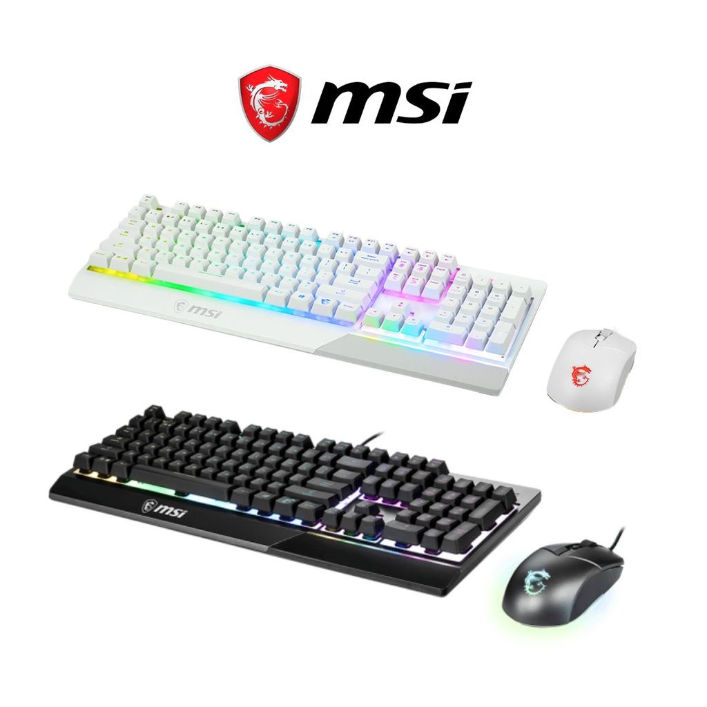 MSI Vigor GK30 COMBO TH  BLACK/WHITE + Mouse (คีย์บอร์ดและเม้าส์สำหรับเล่นเกม) รับประกัน 2ปี