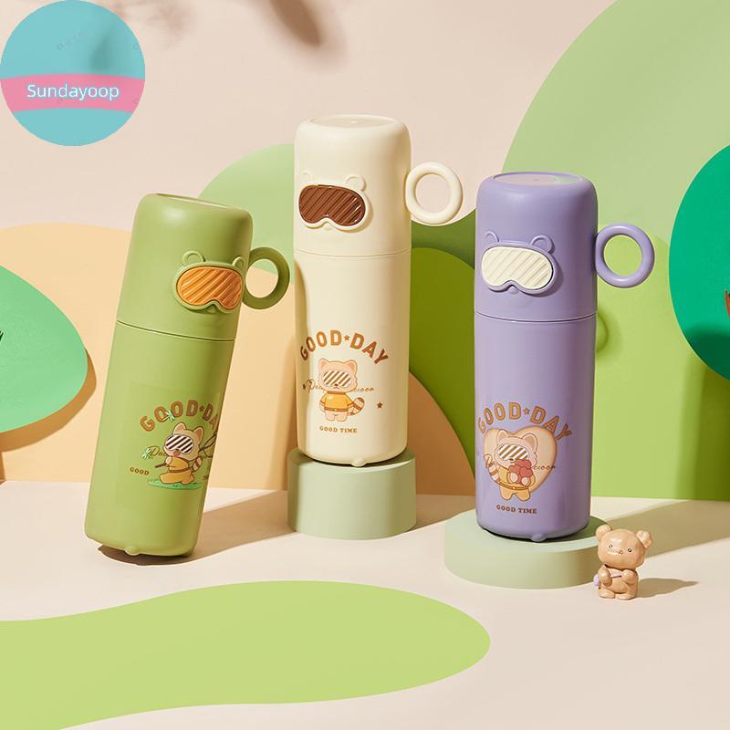 Sund Creative Little Raccoon ล้างถ้วย Home Travel กล่องแปรงสีฟันแบบพกพาน่ารักแว่นตาหมีแปรงสีฟันกล่อง TH