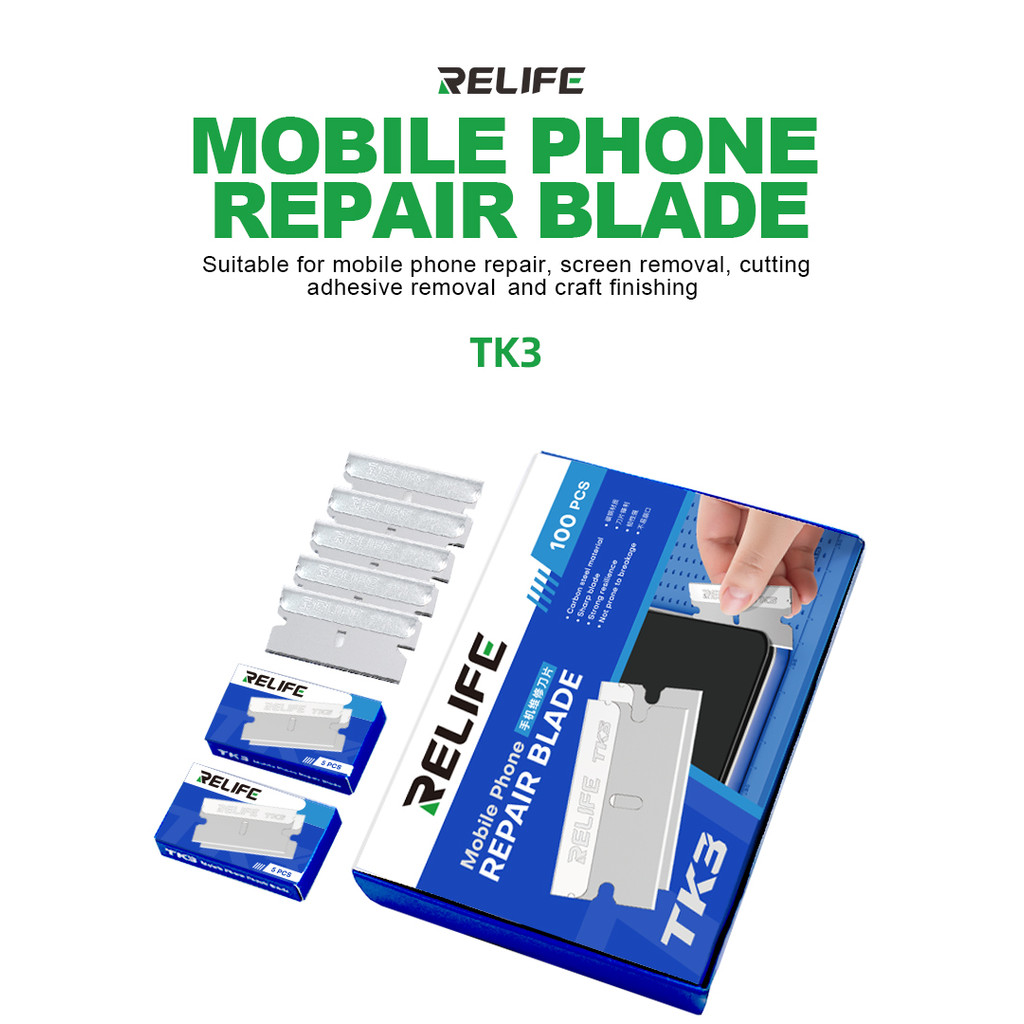 ใบมีดบาง 0.23mm ใบมีดขูดกาว ใบมีดขูดจอ RELIFE TK3 บางแค่ 0.23mm ขูดกาวไม่เป็นรอย คาร์บอนสตีล แข็งพิเศษ ไม่บิ่นง่าย