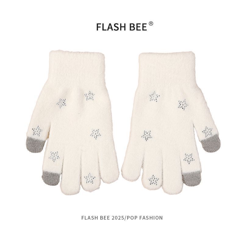 ถุงมือ First Snow Star FXDZ น่ารักสำหรับนักเรียนวิทยาลัย ในฤดูหนาว สามารถกดหน้าจอสัมผัสได้
