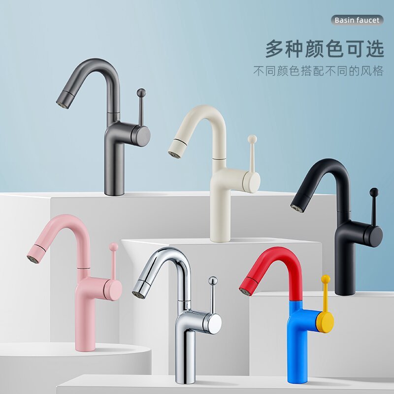 ใหม่ Gunmetal สีเทา Simple ครีมสไตล์ก๊อกน้ําในครัวเรือน Splash-Proof ก๊อกน้ําร้อนและเย็นก๊อกน้ําอ่างล้างหน้า