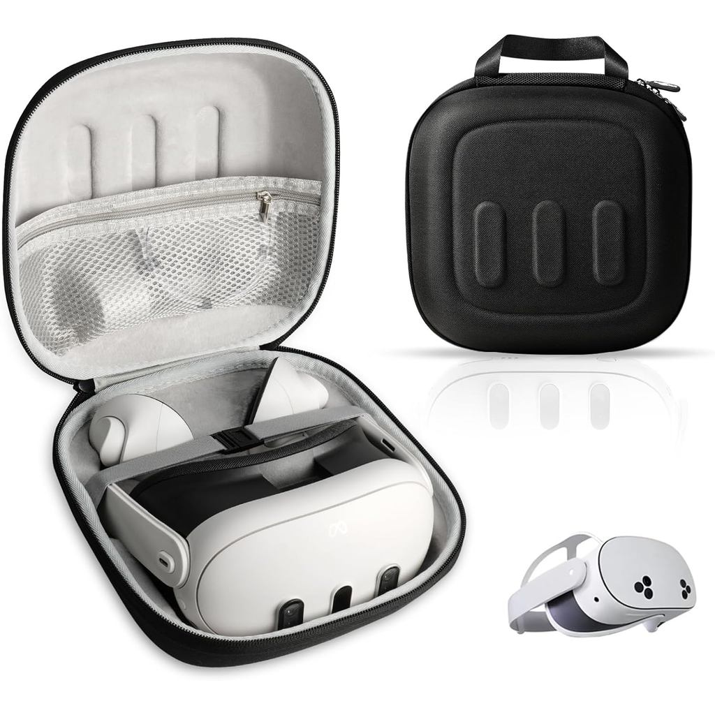 Q3S Hard Carrying Case สําหรับ Meta Quest 3/Quest 3S VR ชุดหูฟัง, Touch Controller, สายรัดผ้าและอุปก