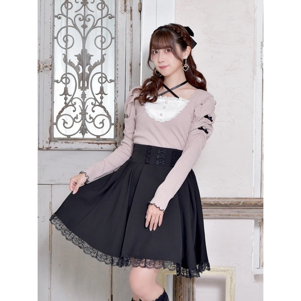 นำเข้าจากญี่ปุ่น NOEMIE ซีรีย์เสื้อถักแขนยาวลูกไม้คุณภาพดี