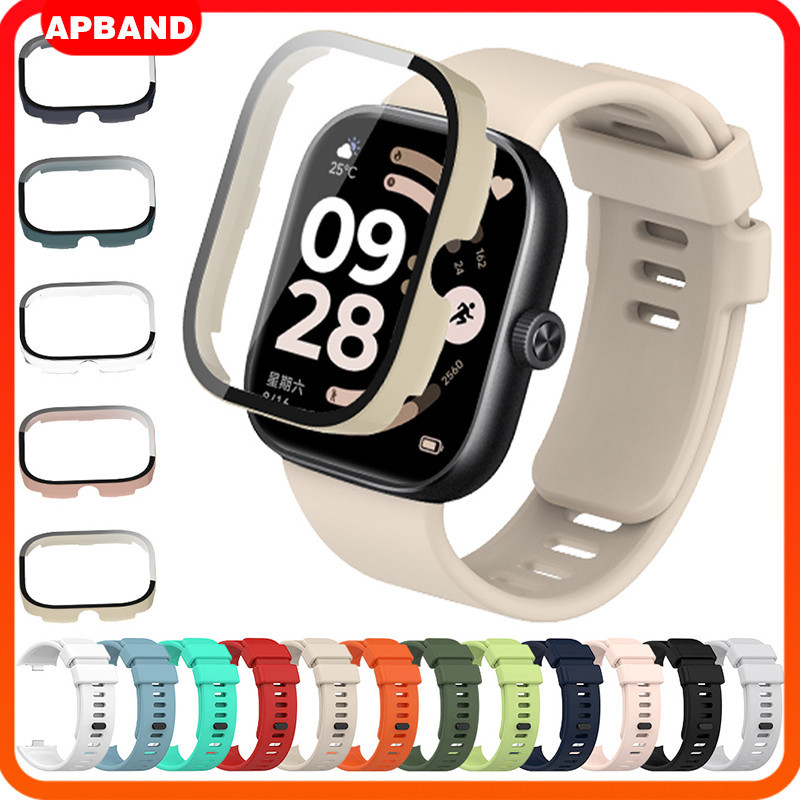 ปกป้องกระจกนิรภัย สายซิลิโคนอ่อนสำหรับกีฬา ฝาครอบแข็งวัสดุ PC for Xiaomi Redmi Watch 6 5 4 for Redmi Watch 6 5 4