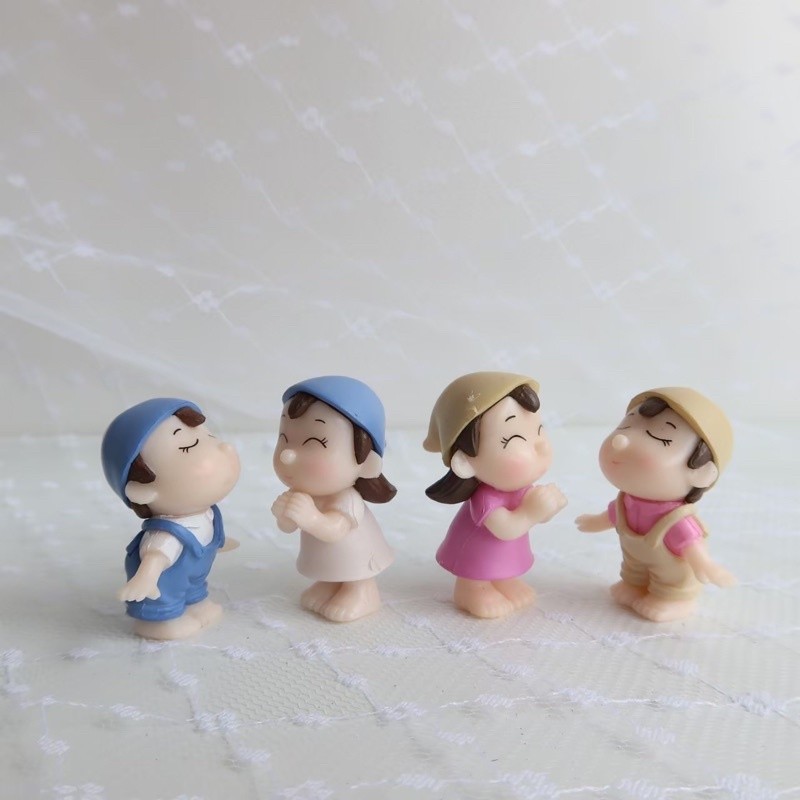 ตุ๊กตาแต่งสวน เด็กพันผ้าโพกหัว ตุ๊กตาแต่งสวนจิ๋ว จัดสวนถาด โมเดลบ้านจิ๋ว [DolH-M-011]