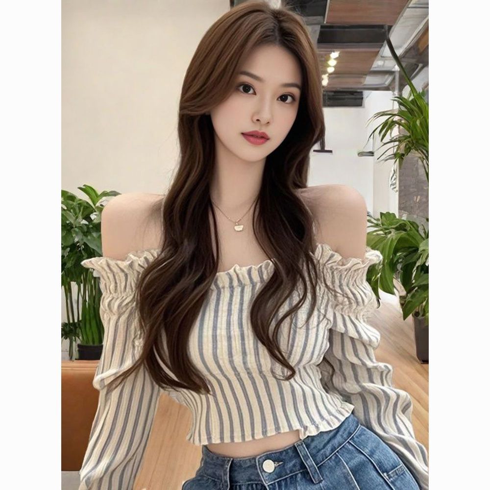 2024 ไหล่ผอมเสื้อแขนยาวลาย Classy Top 2024 ไหล่ Slim แขนยาว Sleeves3e5x9st7j3my20251201