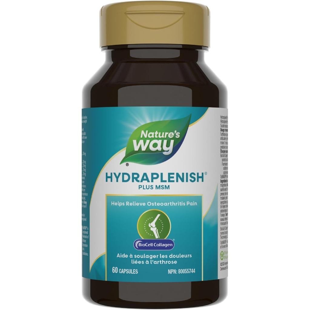 Natures Way Hydraplenish พร้อมคอลลาเจน BioCell ที่ไม่ซ้ํากัน, กรดไฮยาลูโรนิก, MSM, รองรับผมเพื่อสุขภ