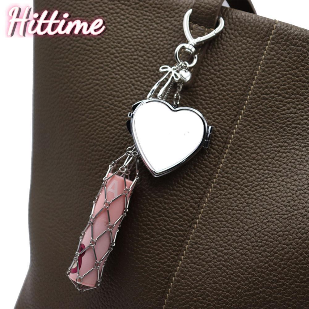HITTIME ลิปสติกเก็บกระเป๋าตาข่ายกระเป๋าจี้ผู้ถือลิปสติก Chic Metallic Finish ทุกวันพกพา Essential อิ
