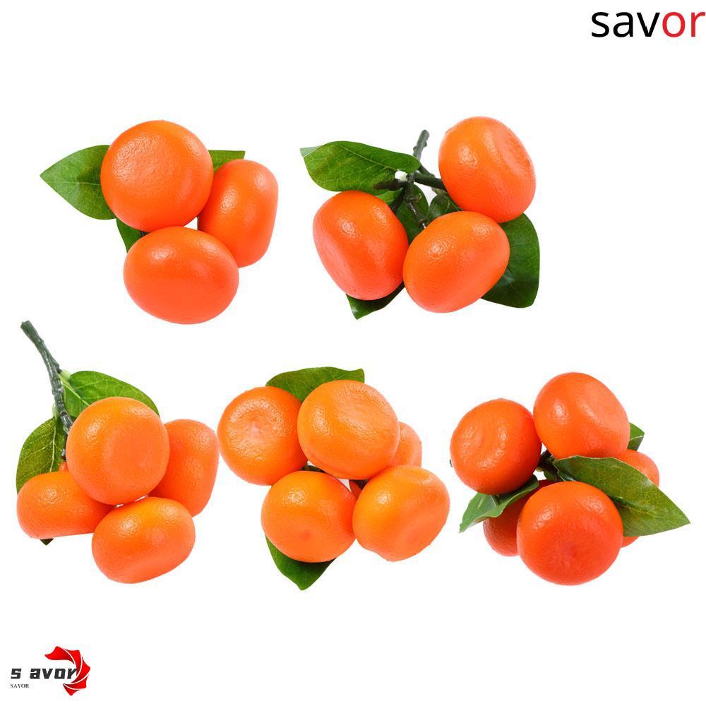 CHROM ส้มปลอมเหมือนจริง 1 ชิ้นผลไม้เลียนแบบแสดงผลไม้ 3-6 กิ่งพร้อมผลไม้และใบ Party Decor