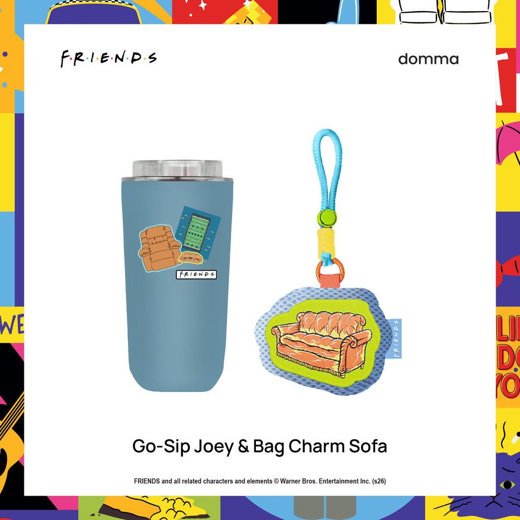 [Domma] Bundling Friends Edition - 480 ml Go-Sip Tumbler Joey + Bag Charm Sofa | ผนังคู่สแตนเลสฉนวนข