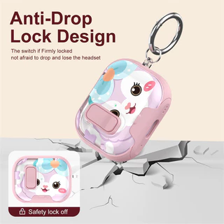 เคสภาพวาดการ์ตูนน่ารักสําหรับ AirPods4/4ANC Pro2 Pro3 ล็อคเคสแม่เหล็กพร้อมแหวน
