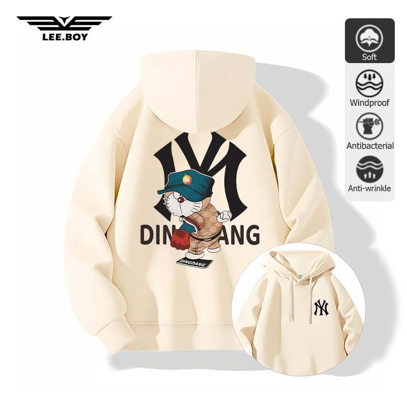 มีฮู้ดสวมหัว ผ้าสำลีหนานุ่ม แฟชั่นสำหรับผู้ชาย ลายพิมพ์การ์ตูนน่ารัก พลัสไซซ์ (ส่งเร็ว จัดส่งจากไทย)