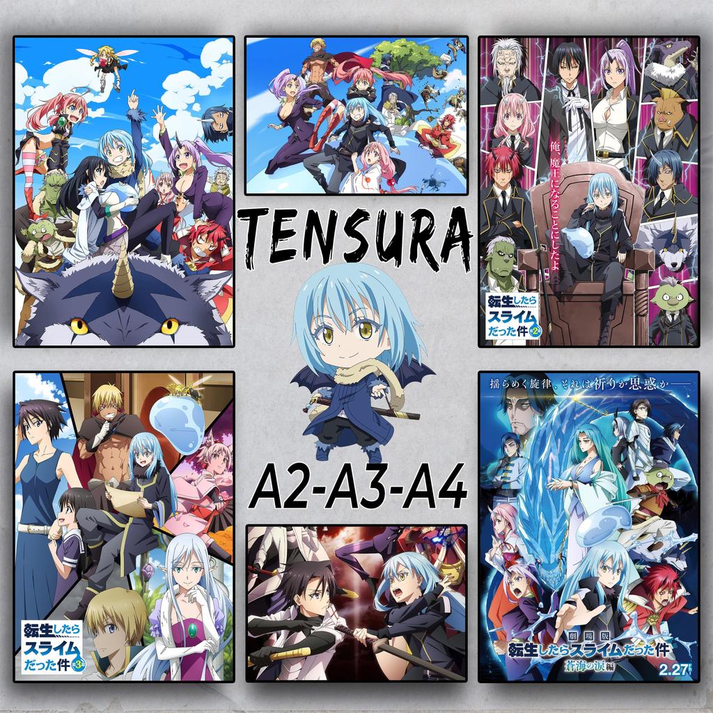 ในเวลานั้นฉันได้รับบาดเจ็บเป็น Slime - โปสเตอร์อนิเมะ A2 A3 A4 - สติ๊กเกอร์ติดผนัง | เทนสุระ | Rimur