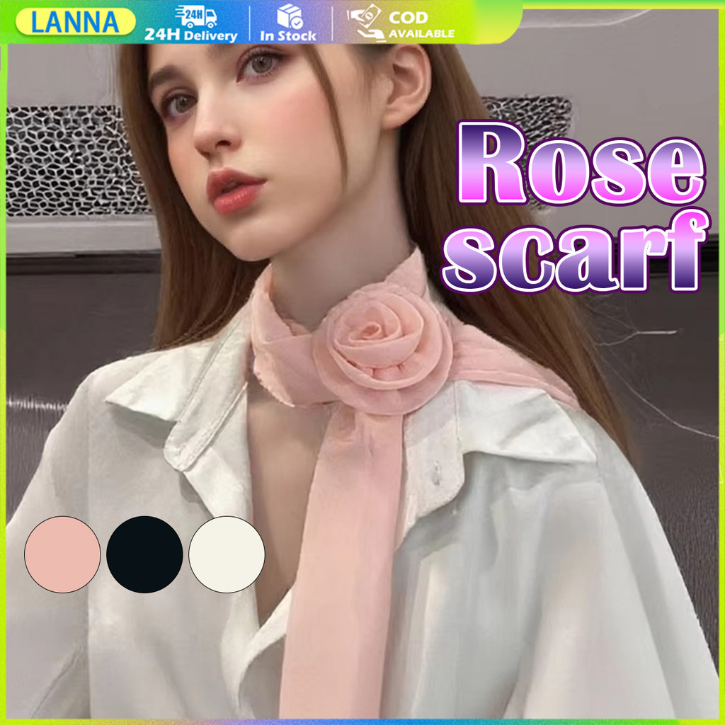 ร้านอยู่ที่ไทย 135CM ผ้าพันคอแฟชั่นผู้หญิง ผ้าพันคอกุหลาบ เบา บาง สำหรับใส่ออกงาน เครื่องประดับสวย