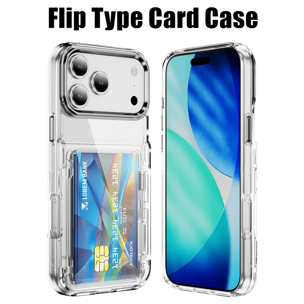 Luxury Flip Type CardเคสใสสําหรับiPhone 17 Pro Max 16 15 Pro Max 12 13 Pro Max 15 16 Plus 16 Pro Max 11 14 PRO MAX 17 AirกันกระแทกTPU + อะคริลิคผู้ถือบัตรเคสใส