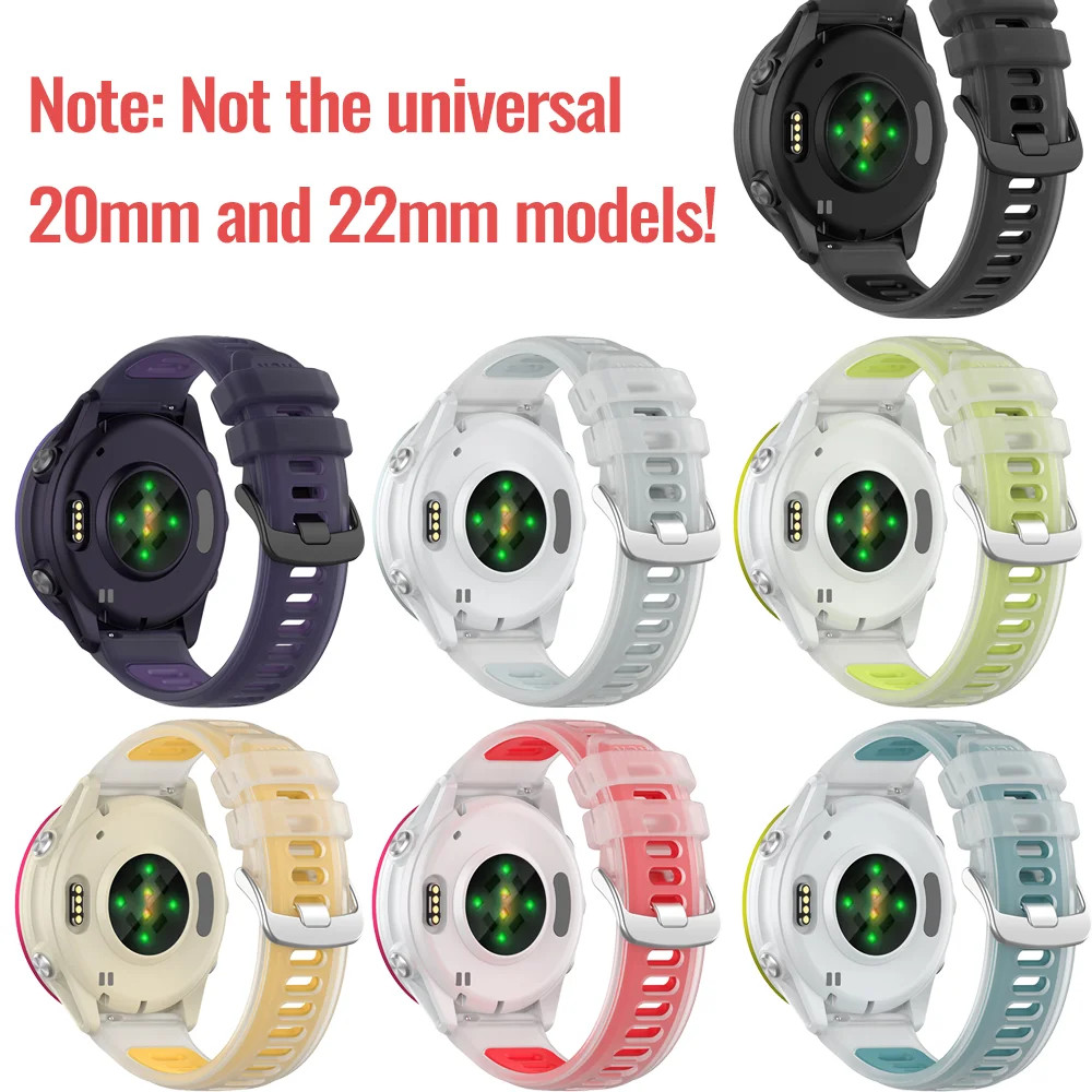 สายรัดซิลิโคนสองสีโปร่งใส 22 มม. 20 มม. สำหรับ Garmin Forerunner 570 265 255 165 55 / Vivoactive 6 5 4 / Venu Sport Band รูปที่ 6