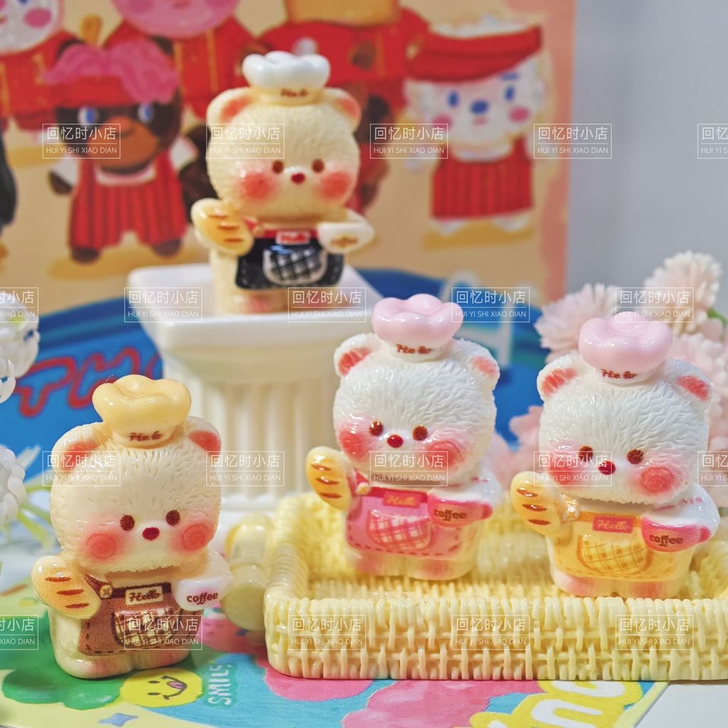 Pastry Chef-Puff Bear DIY อาหารจําลองของเล่นเรซิ่นขนาดเล็กอุปกรณ์เสริมวัสดุตกแต่งตกแต่ง