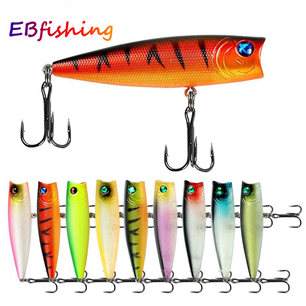 เหยื่อป๊อบเปอร์ ขนาด 8 ซม. น้ำหนัก 11 กรัม พร้อม Treble Hook และตา 3D