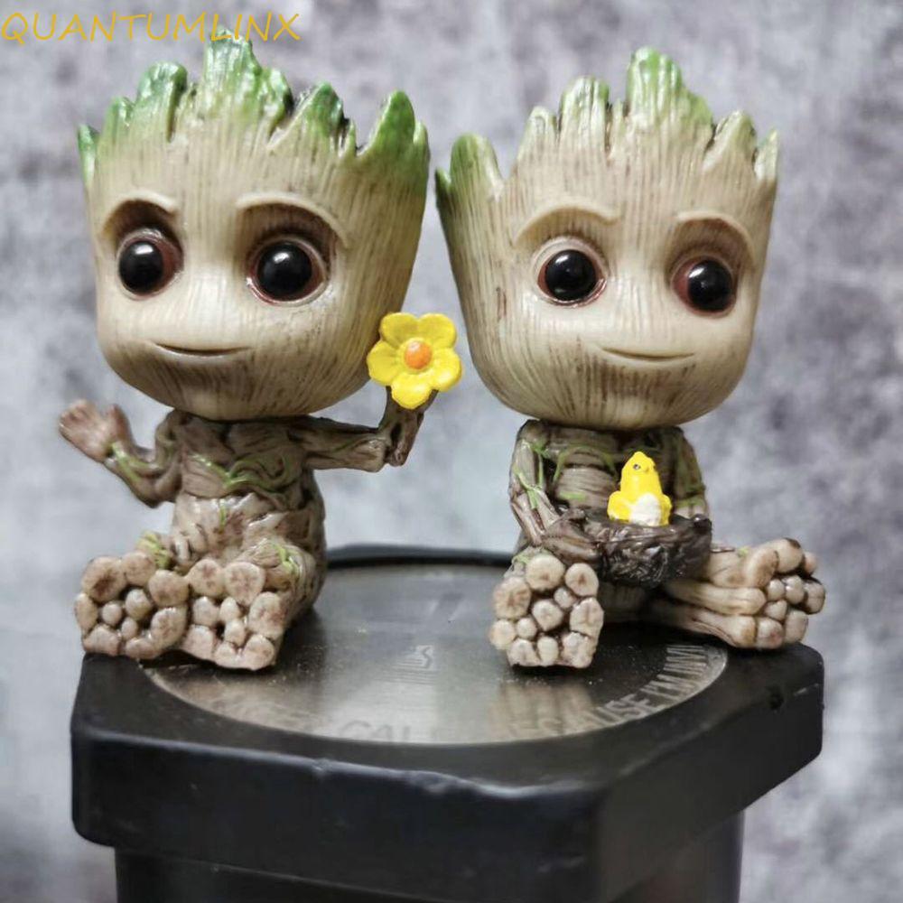 QUANTUML Groot Action Figure สําหรับของขวัญรูปของเล่นนั่ง Avengers Mini Groot 6 ซม.อะนิเมะ Action Fi