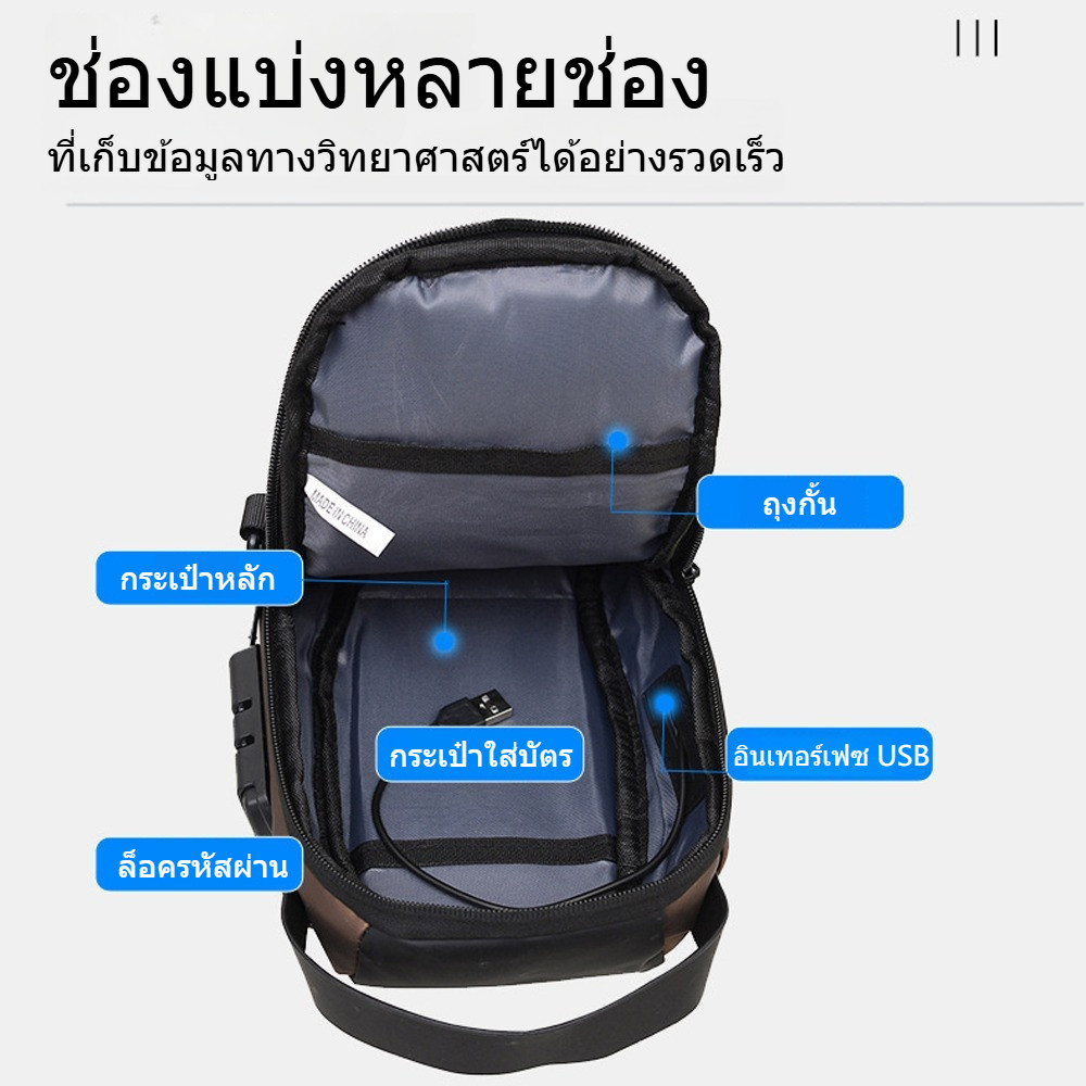 มัลติฟังก์ชั่รหัสล็อคบุรุษแฟชั่นหน้าอกกระเป๋าความจุขนาดใหญ่พกพาโทรศัพท์มือถือกระเป๋าสะพาย - รูปที่ 5