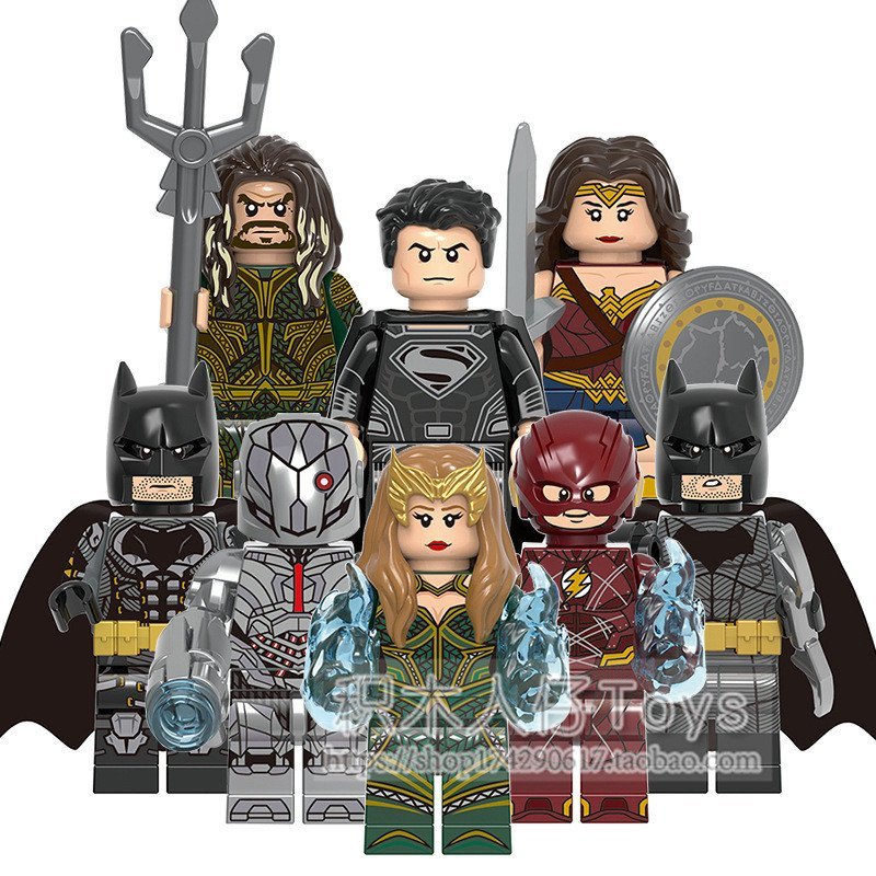 บล็อกตัวต่อในประเทศ Minifigure Superhero X0312 Justice League Black Superman Mera Batman ของเล่น CUE