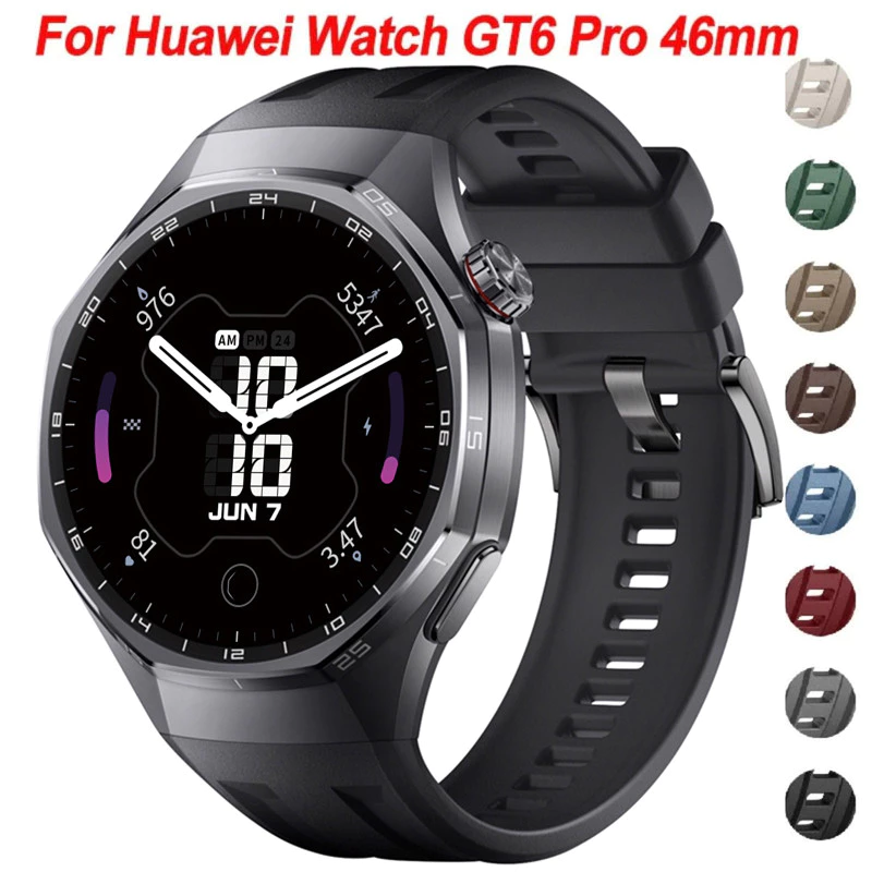 สายซิลิโคนสําหรับนาฬิกา Huawei GT6 Pro 46 มม.Quick Release Sports Band สร้อยข้อมือ correa สําหรับ Huawei GT6 46 มม.อุปกรณ์เสริมเข็มขัดผู้ชาย