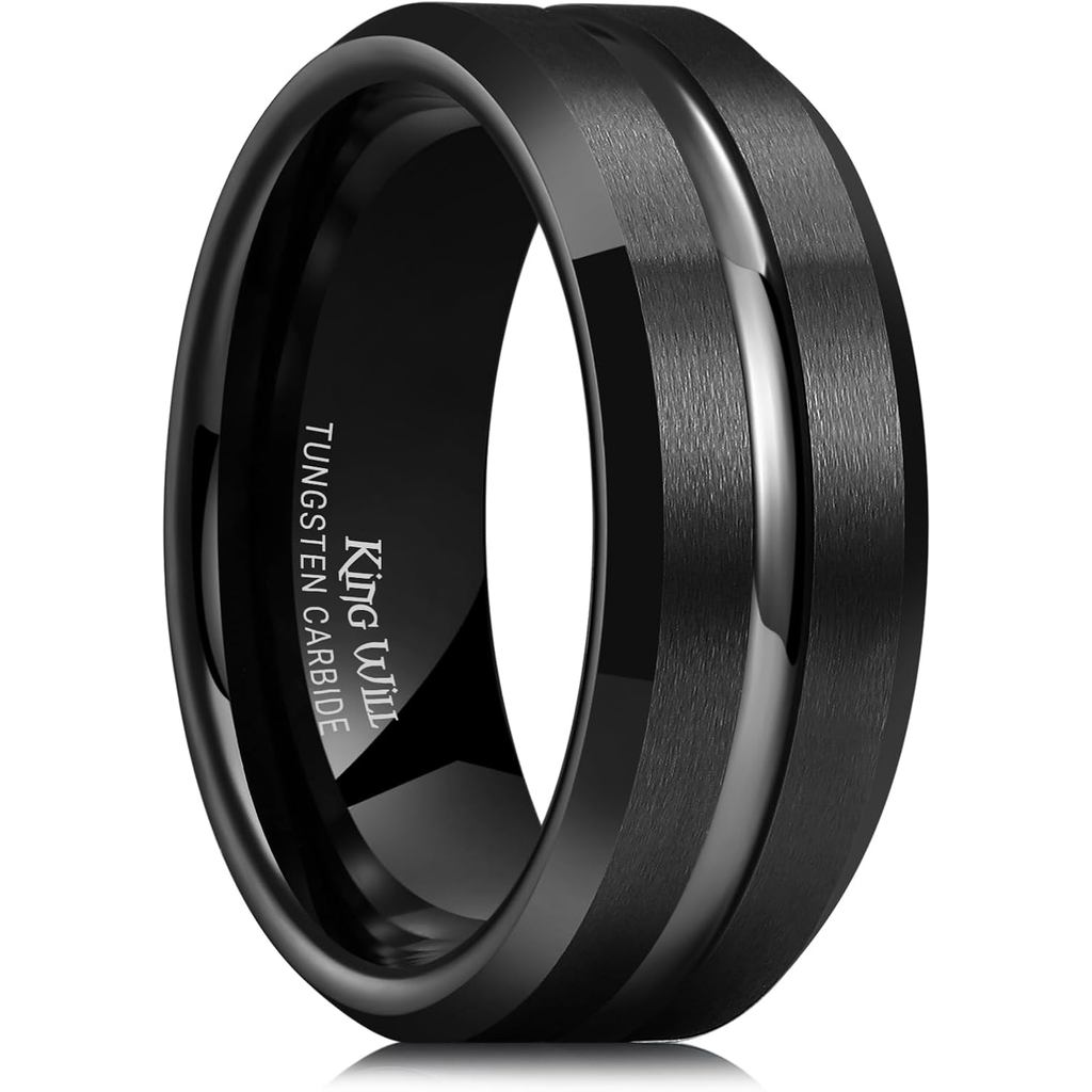 King Will Tungsten Carbide Wedding Band for Men Women-6/8/10mm Width Multicolor Available with Groov