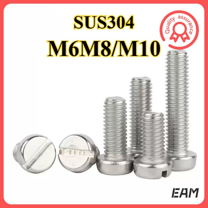 304 สแตนเลส one-slot สกรูหัวทรงกระบอก GB65 สกรู slotted หัวกลม bolt M6M8/M10EAM-FC