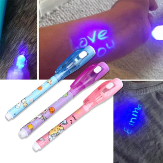 เก็บปลายทาง！3ชิ้น ปากกา​ล่องหน UV เรืองแสง ปากกายูวี blacklight ของเล่น​สำหรับเด็ก นักเรียน