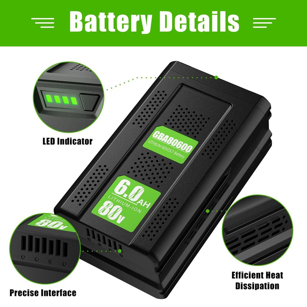 สําหรับ Greenworks GBA GBA80600 80V 6000mAh แบตเตอรี่สําหรับ GBA80200 80V ไร้สายเครื่องมือเปลี่ยนแบต