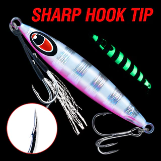 เหยื่อล่อตกปลา Luminous Fishing Jig ขนาด 10g-60g ทำจากโลหะ พร้อมตะขอคม ใช้สำหรับตกปลาแบบ Jigging และการแคสติ้ง มีให้เลือก 5 สี
