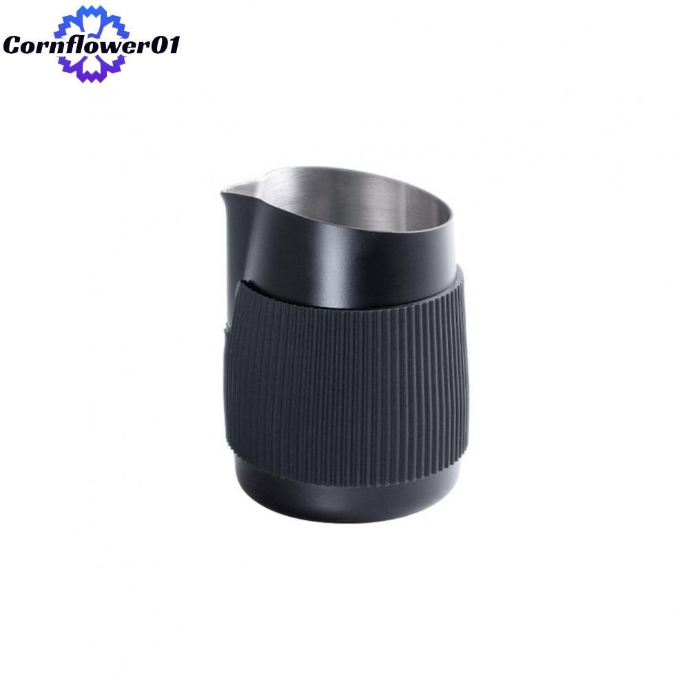 [cornflower01]Latte Art Pitcher Measurement Markings Slanted Spout Design Ergonomic Grip