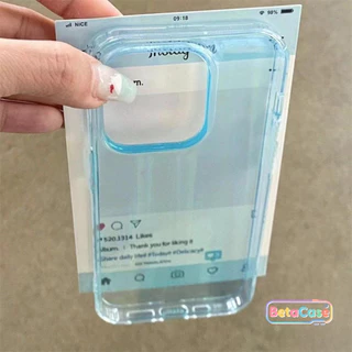 เคสโทรศัพท์ใสสีน้ำเงินและชมพูแบบโปร่งแสงรูใหญ่สไตล์มินิมอลสำหรับ iPhone 11, 16, 15, 14, 13, 12 Pro Max