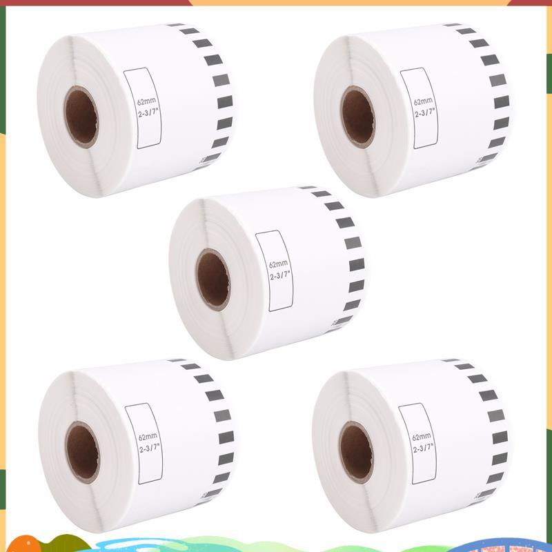 Super 5 Refill Rolls Compatible -22205 Label 62mmx30.48M ต่อเนื่องสําหรับเครื่องพิมพ์ฉลากกระดาษสีขาว