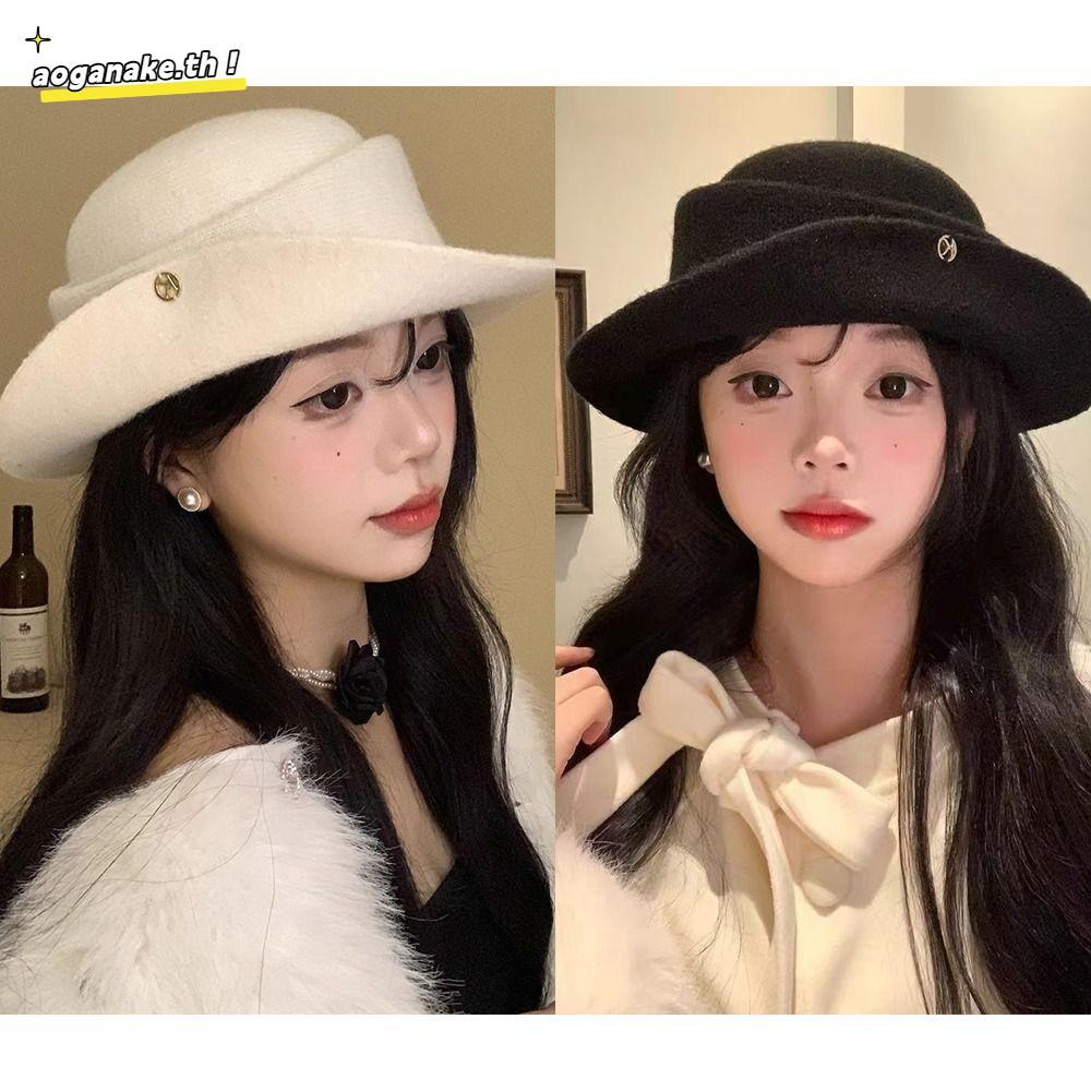 หมวกเบเรต์ฝรั่งเศสรูปทรงสูง ทำจากกํามะหยี่สีทึบ ดีไซน์หรูสำหรับฤดูหนาว