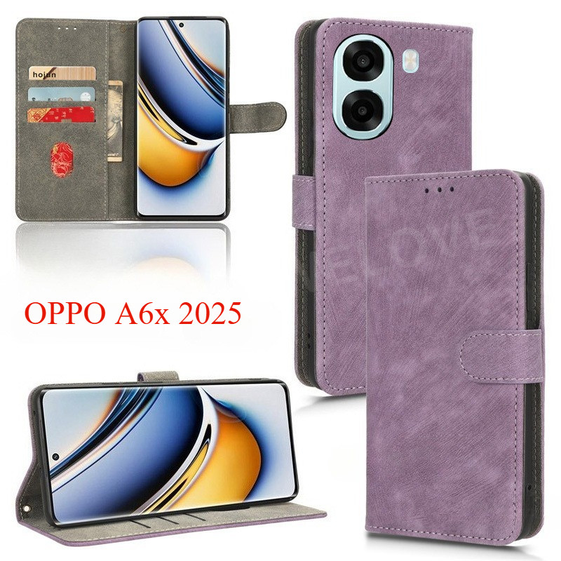 OPPO A6x 2025 เคสโทรศัพท์สําหรับ OPPO A6X A6 Pro A6t A6s A6c 5G 4G หรูหราพลิกหนังแม่เหล็กโทรศัพท์ปลอกช่องเสียบการ์ดขาตั้งฝาครอบกันกระแทกปกหลัง