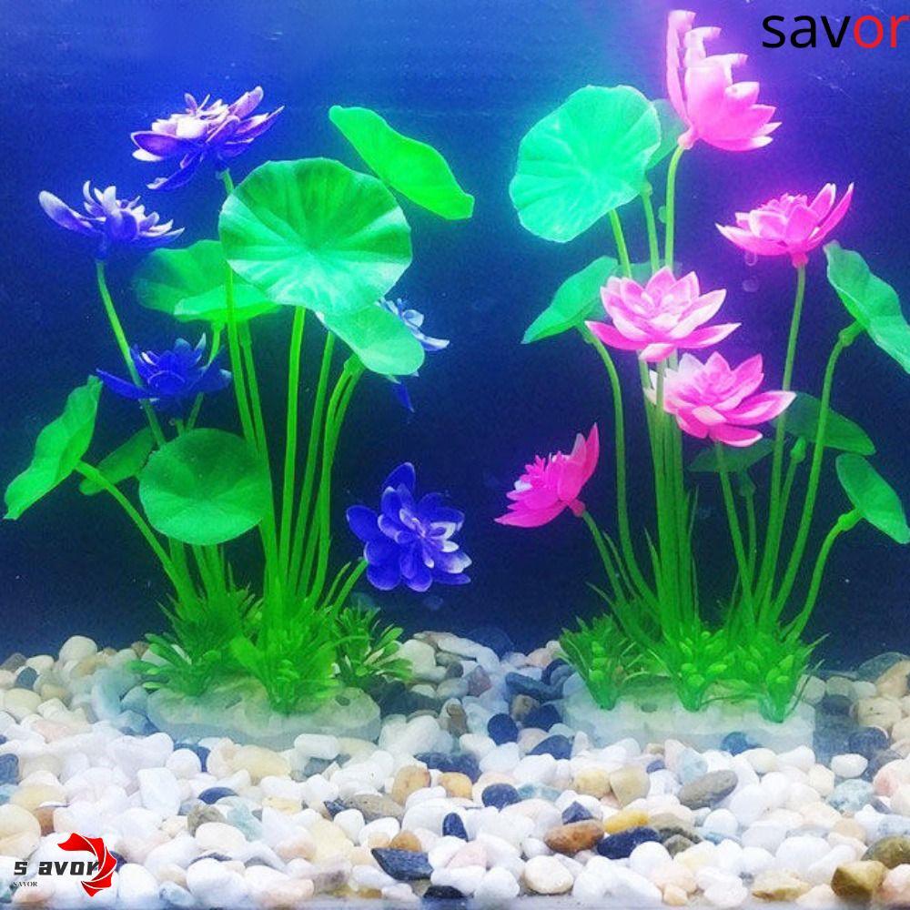 CHROM เครื่องประดับดอกบัวปลอม 1 ชิ้นสําหรับตกแต่งตู้ปลาดอกไม้น้ําปลาที่สวยงาม