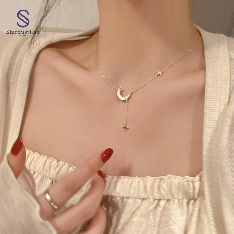 StardustLab ใหม่แฟชั่นสร้อยคอผู้หญิงสร้อยคอทอง Ladys Moon Pentagram สร้อยคอเครื่องประดับ Choker สร้อ