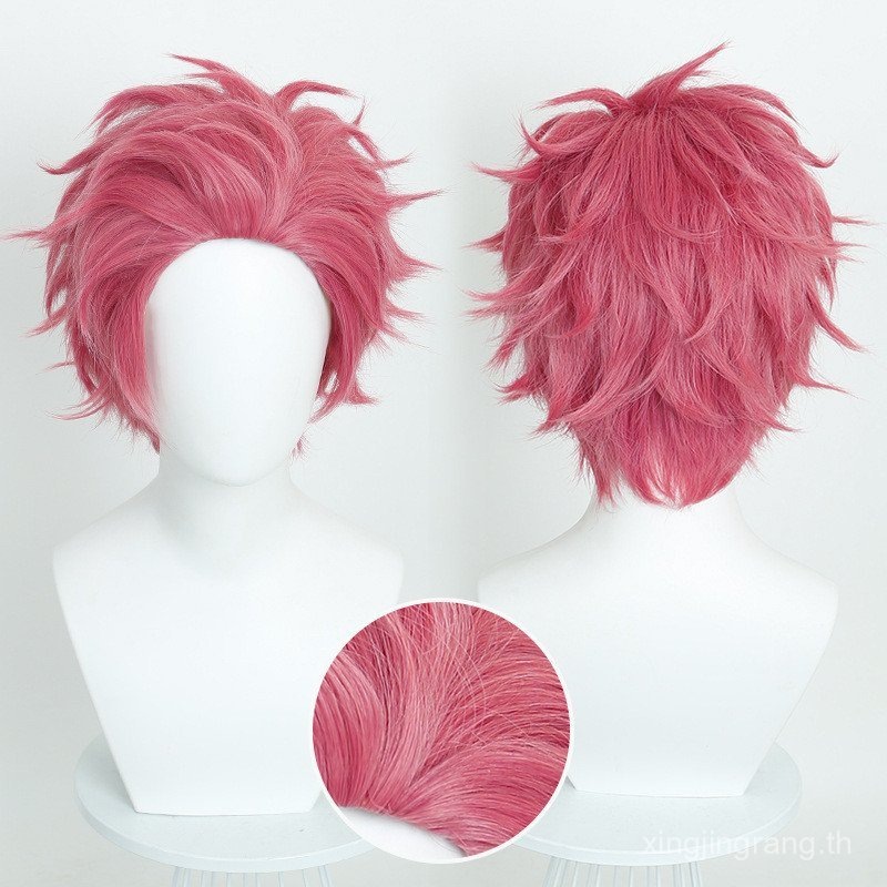 วิกผมทรงสั้นผมแดง แบบฉบับAkaza_cosplay จากอนิเมะDemon_Slayer_Kimetsu สำหรับเป็นของขวัญในเทศกาลคริสต์